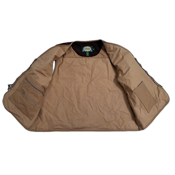 Cabelas Mens XL Hunting Field Cargo Vest Jacket Brown Khaki Zip Quilted Shooting - Picture 5 of 11